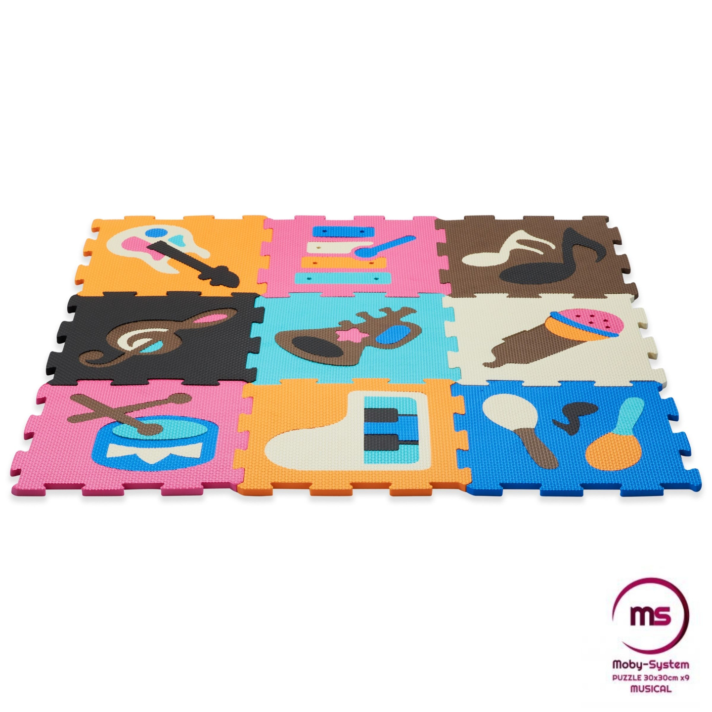 Mata edukacyjna piankowe puzzle 90 x 90 x 1cm - pianka EVA - wzór: instrumenty