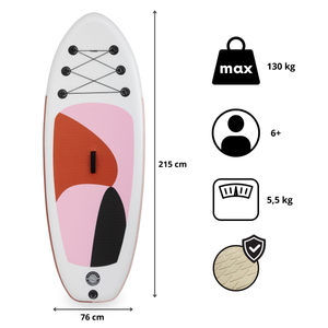 Pompowana deska SUP dla dzieci Stand Up Paddle 215cm z wiosłem - HyperMotion WAVE BOOST PINK 215