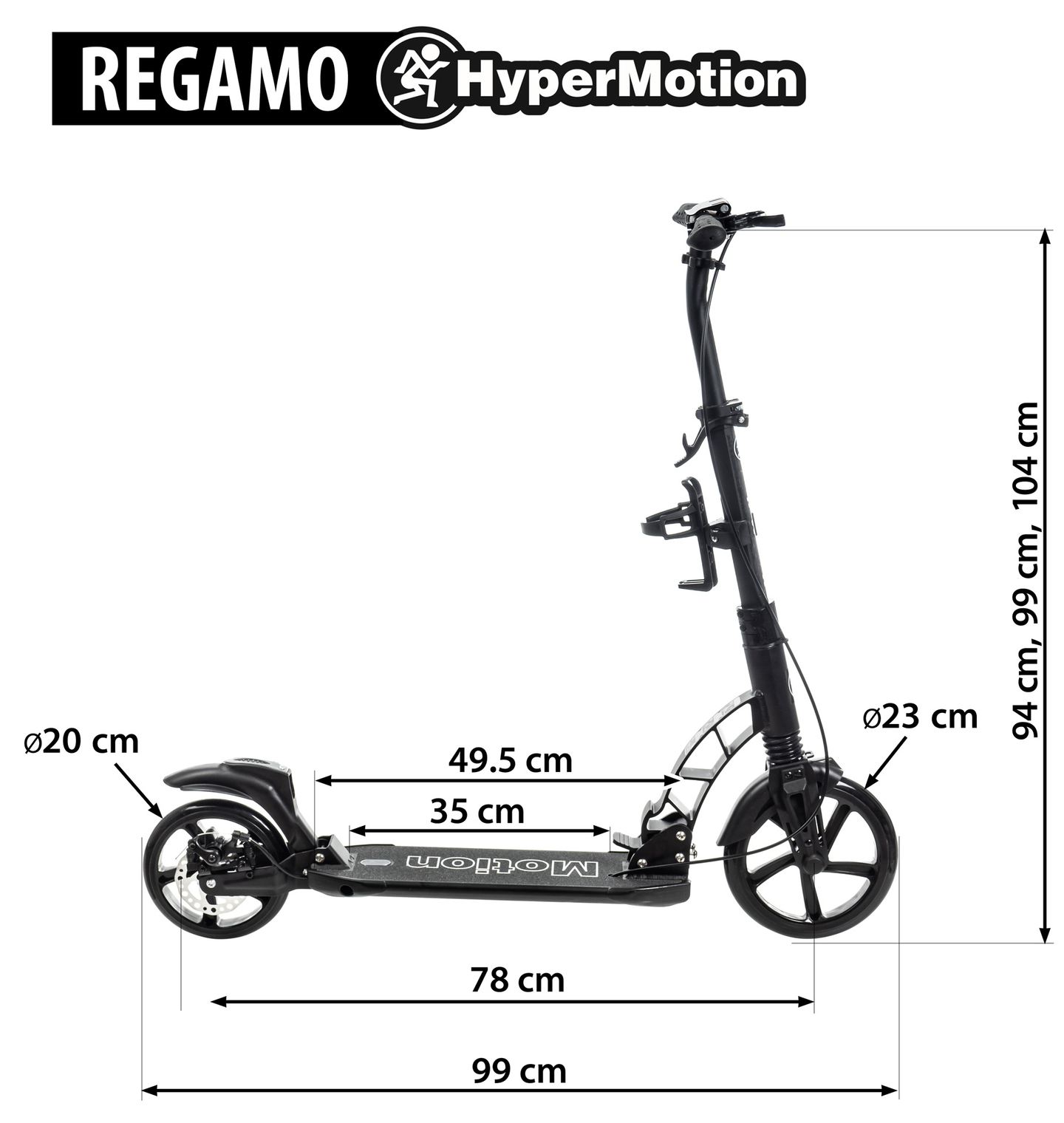 Hulajnoga dla dorosłych HyperMotion REGAMO - czarna
