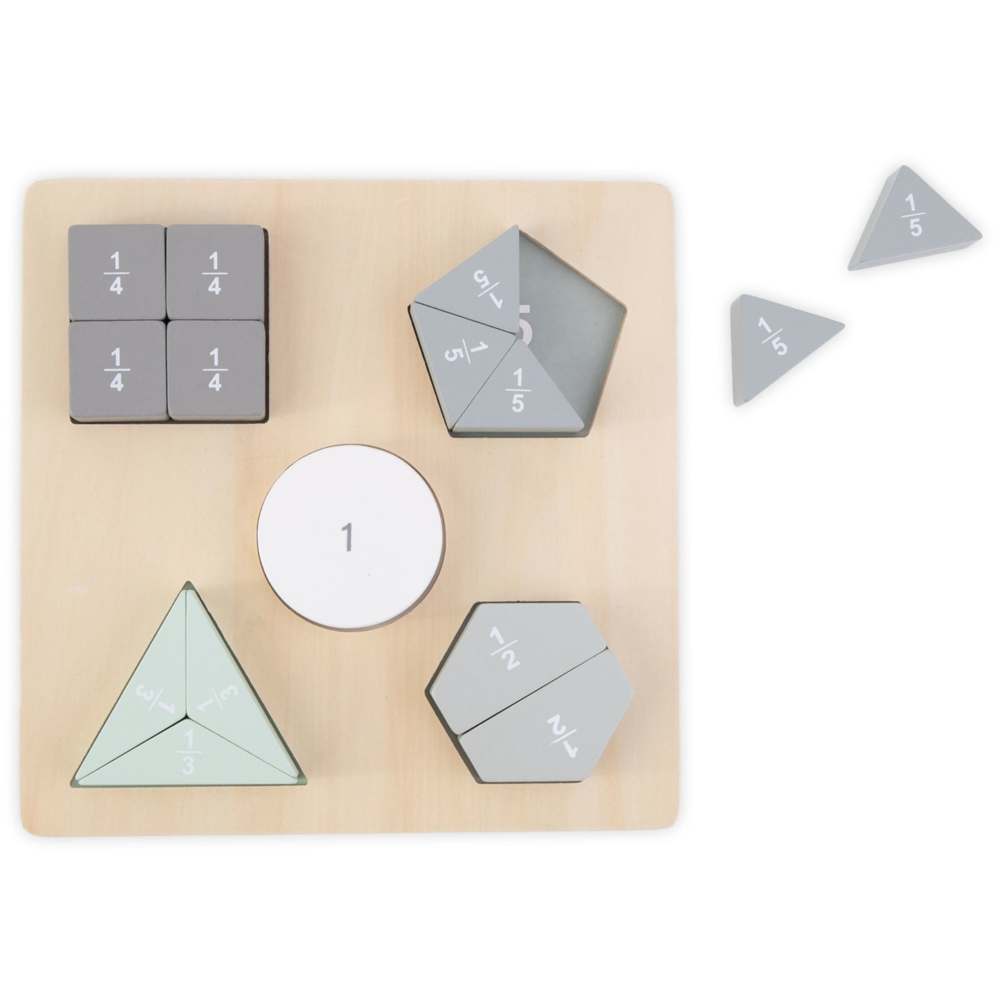 Drewniana układanka - Puzzle Montessori - Ułamki i figury geometryczne