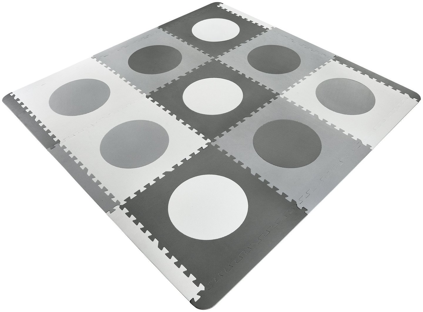 Mata piankowe puzzle XXL 190 x 190 x 1cm z obrzeżem - pianka EVA - odcienie szarości